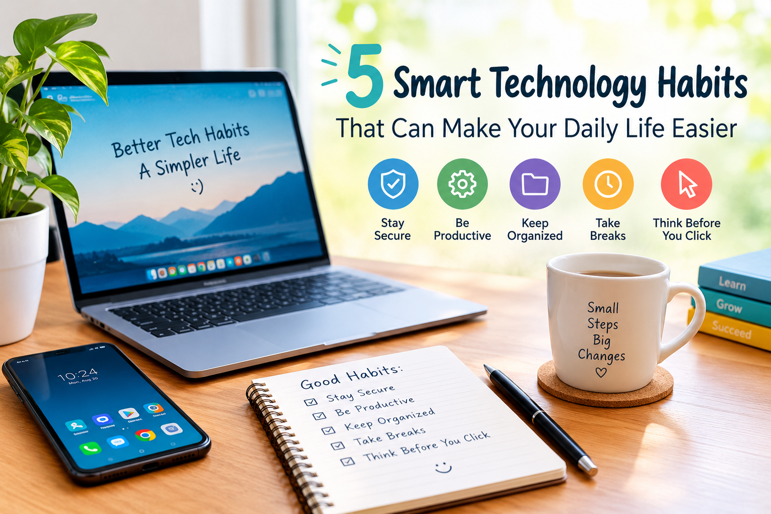 5 smart technology habits for a safer, more productive, and organized daily life.