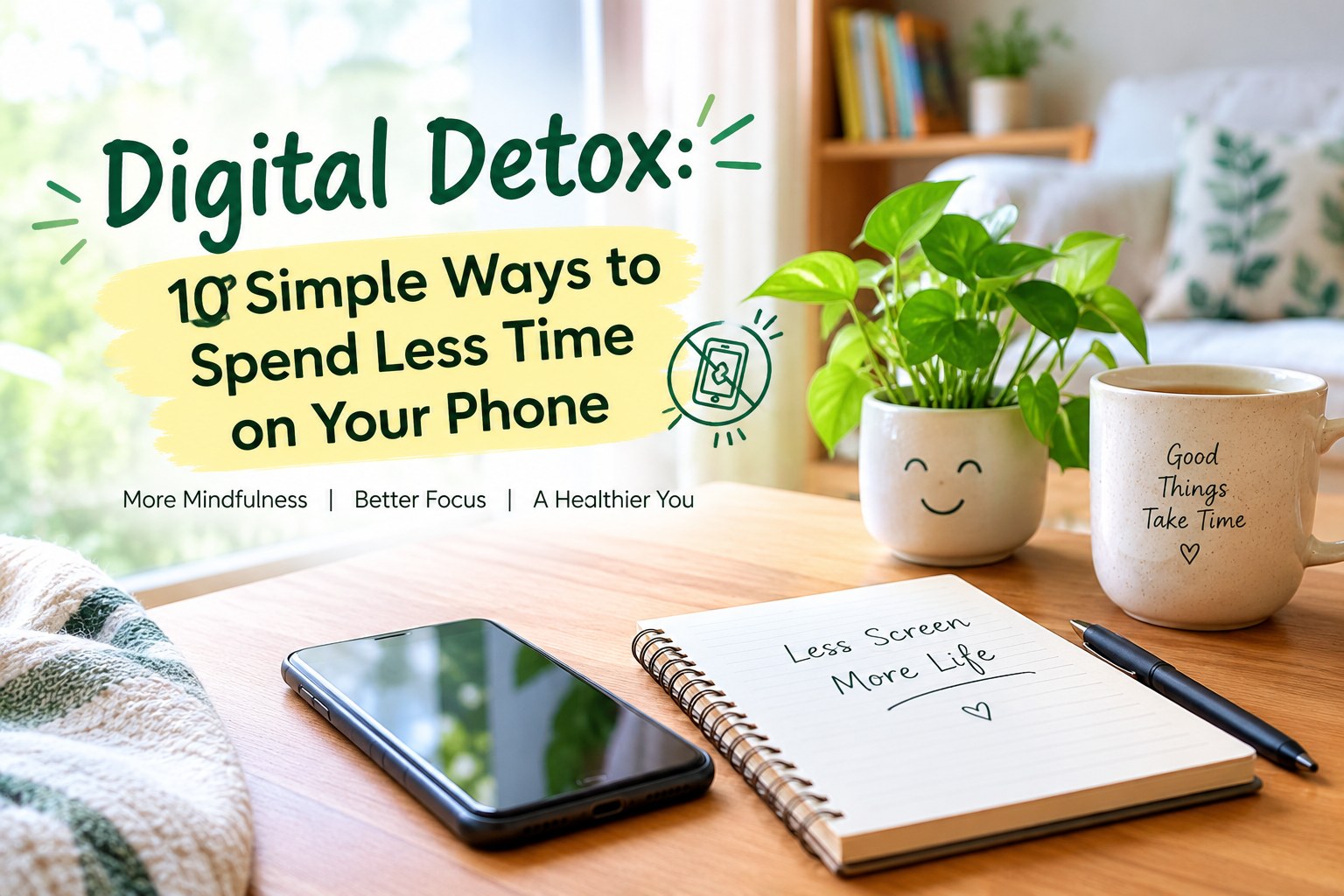 Digital detox tips for reducing phone screen time