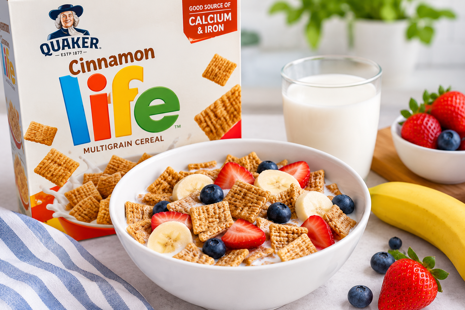 Is Cinnamon Life cereal healthy with milk and fresh fruit