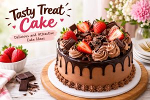 Tasty Treat Cake chocolate cake with strawberry decoration